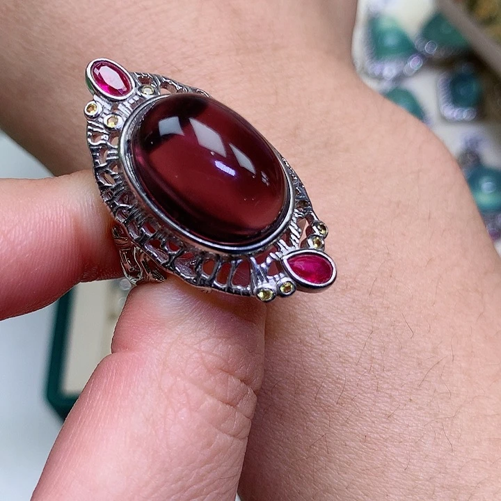 萤石萤石戒指银S925镶嵌一**尘