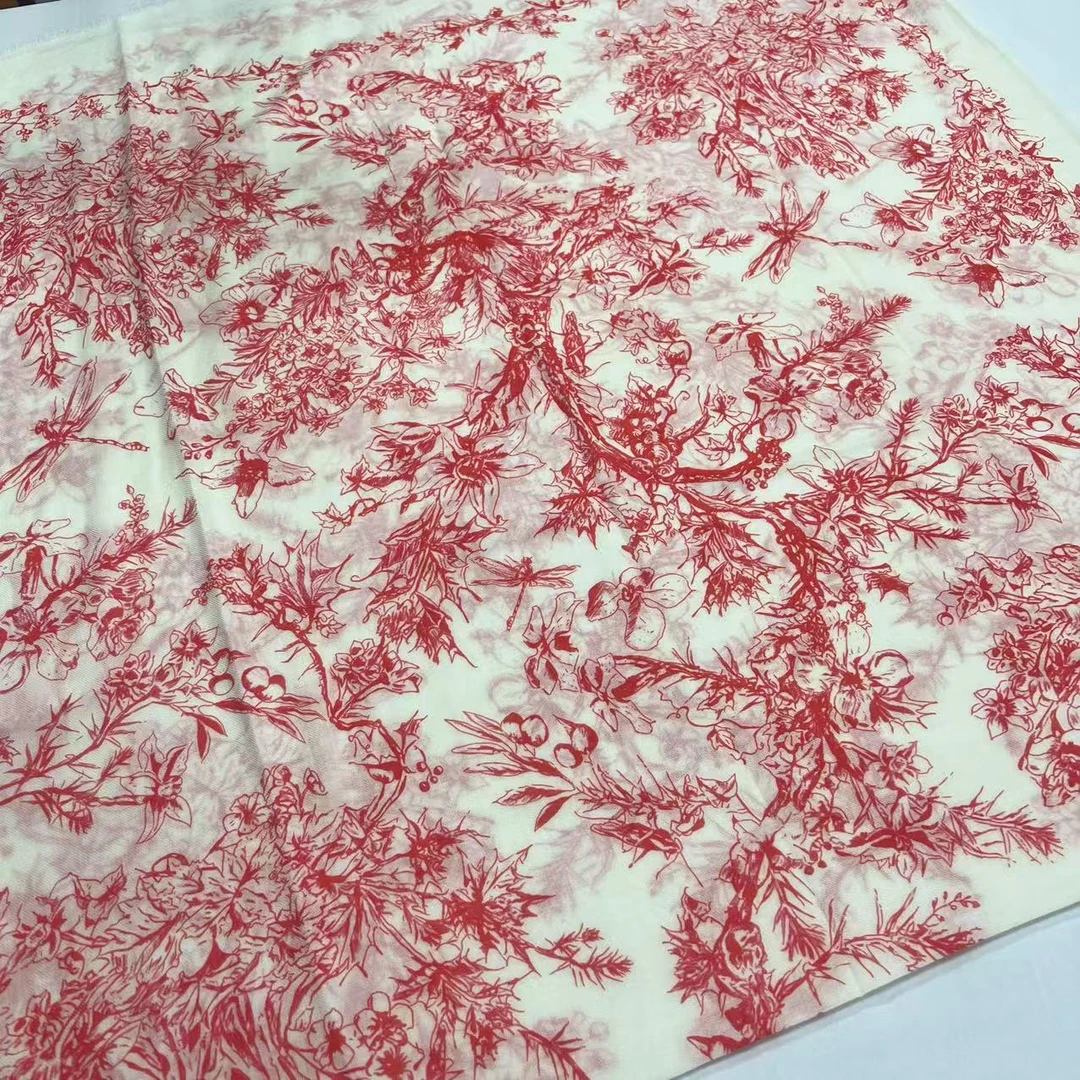 戒指绒长巾-蒂线红林 100*200cm丝巾