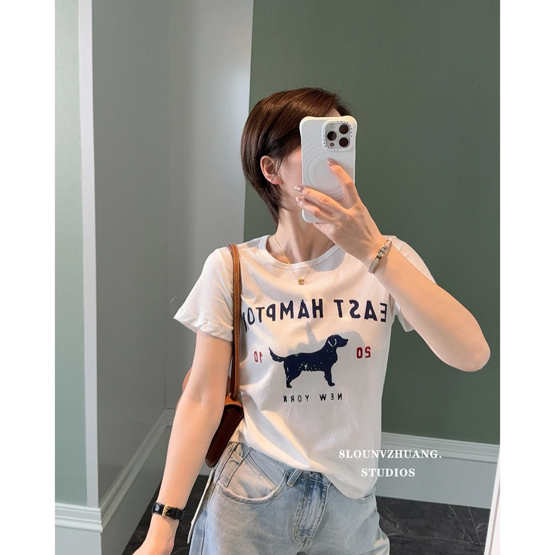 深圳南油美式小狗T爆款短袖2025夏季新款爆款超舒服亲肤短袖女