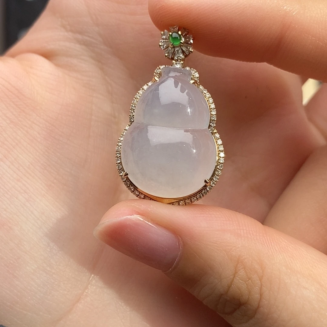 翡翠18K金镶嵌吊坠(不含链)