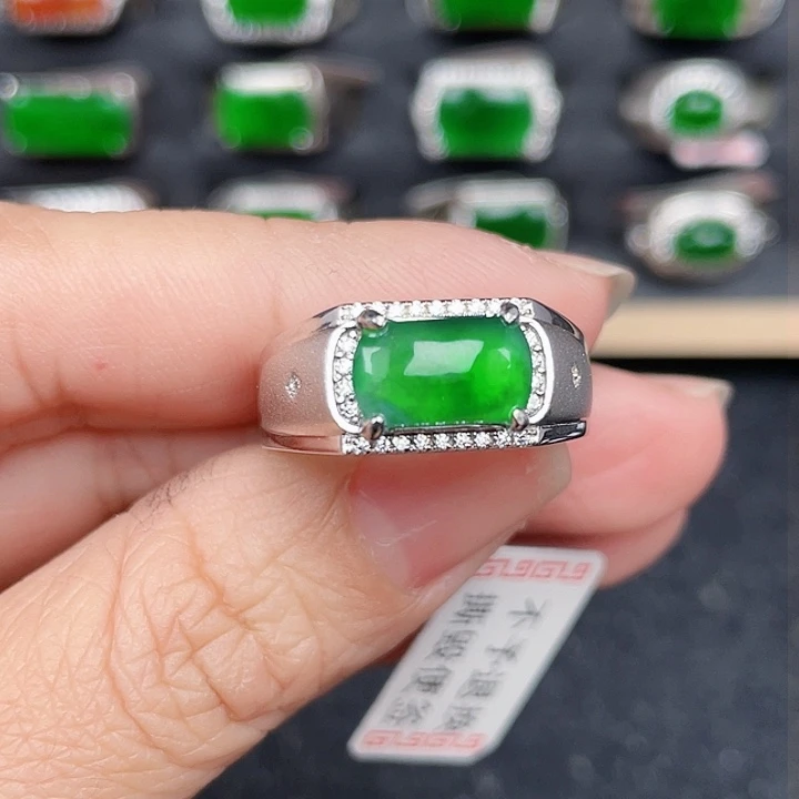 翡翠戒指银S925镶嵌包邮没有运费险0035