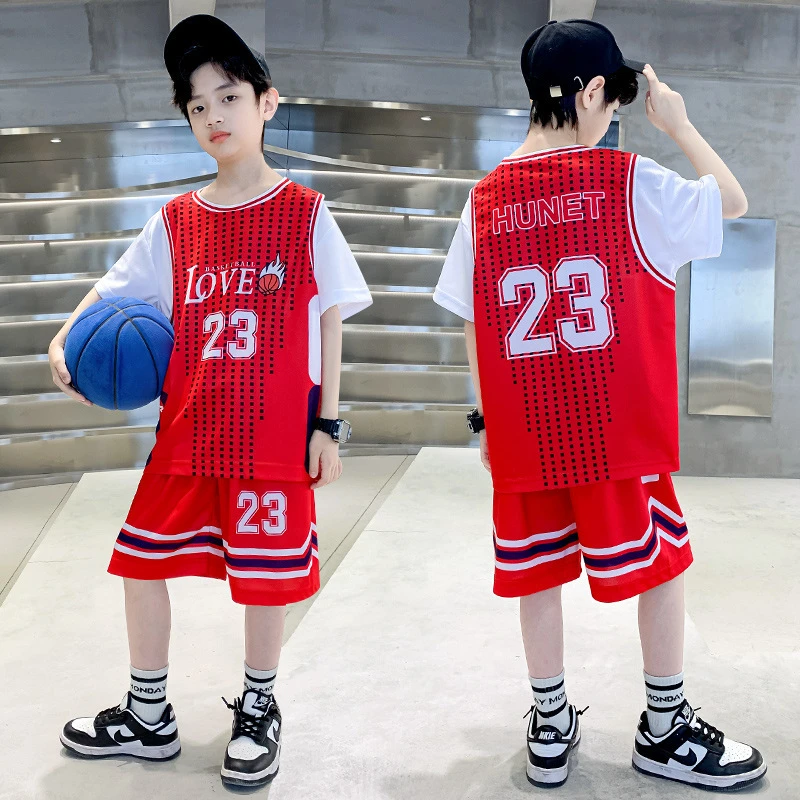 新品巴拉巴拉儿童装男童夏装套装2025新款夏季篮球服运动中大童薄