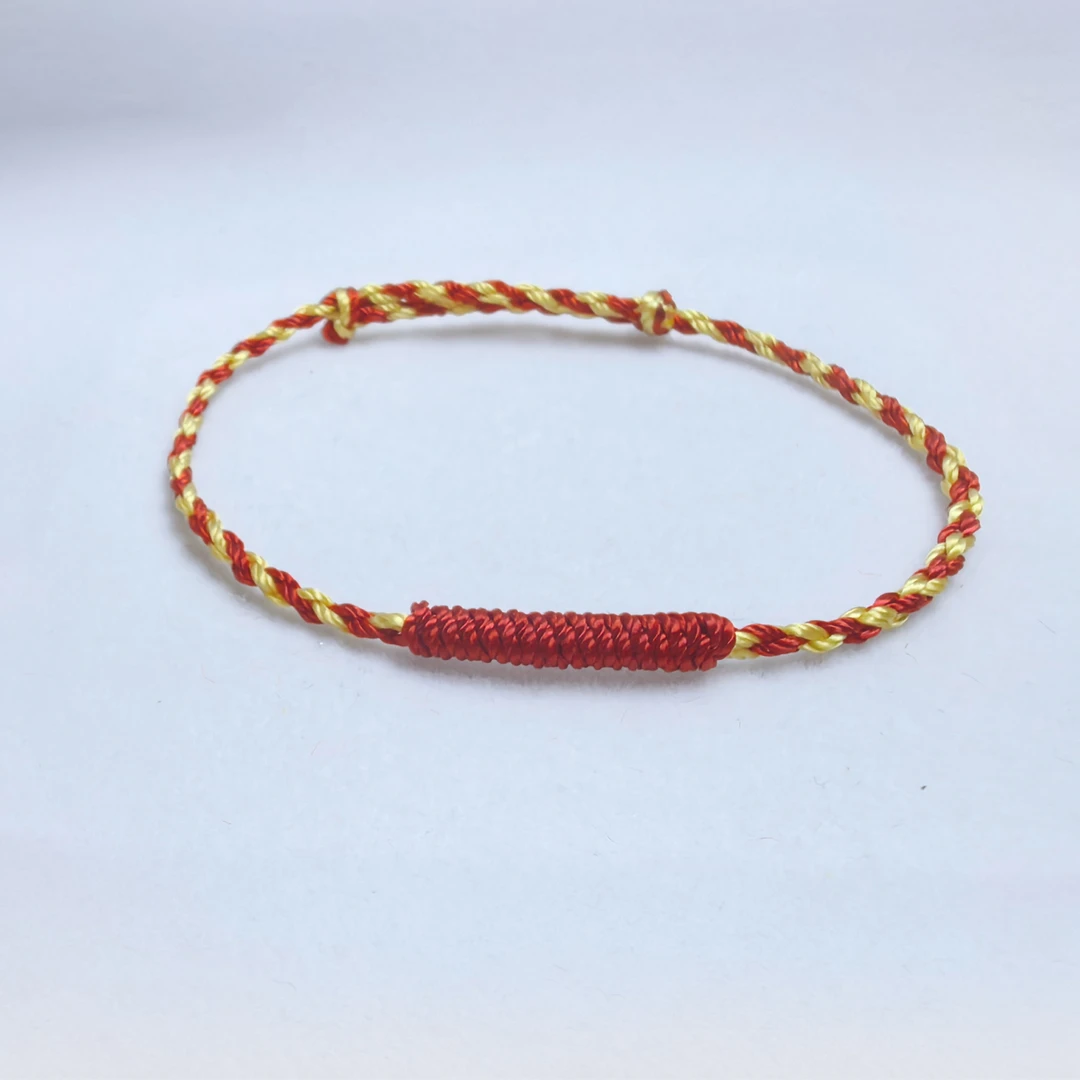 新款手工编织细款炫彩红绳手链大小可调节