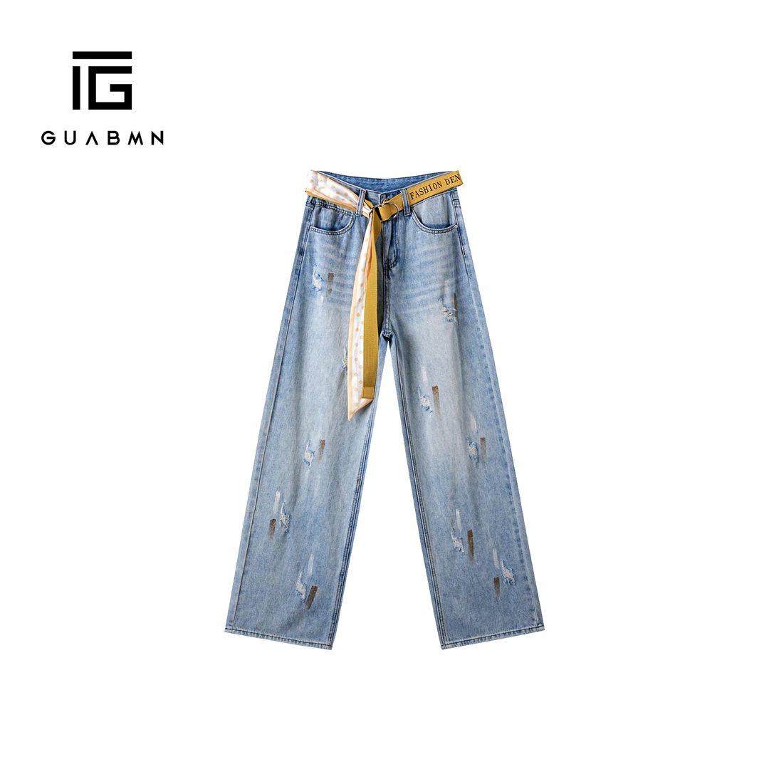 20252025夏季新款复古小众直筒破洞美式高街牛仔裤初夏穿5030-37