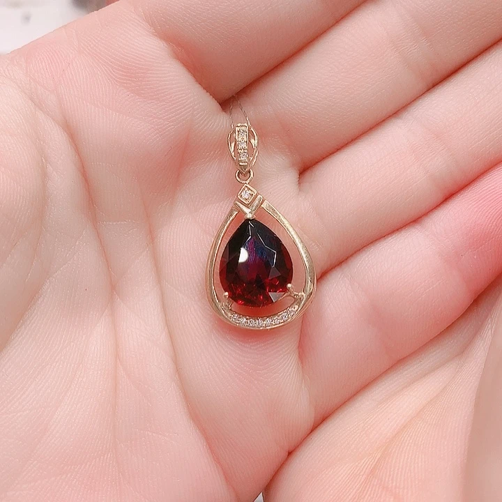 石榴石吊坠(不含链)18K金镶嵌
