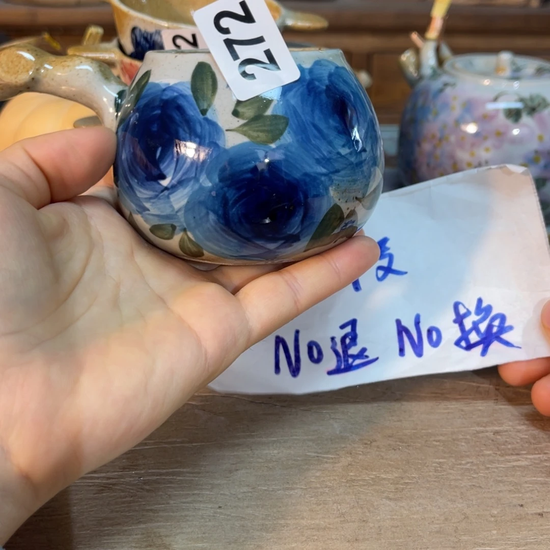 壶素浅陶瓷手工手绘