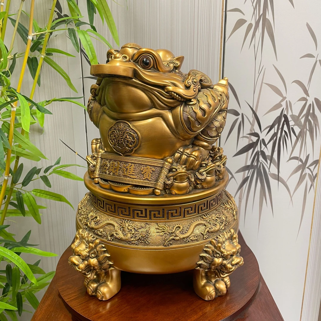 招财进宝鎏金铜金蟾摆件办公室玄关前台开业摆设