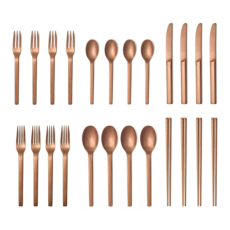 【A等品微瑕】双立人 Minimale 不锈钢餐具24件套(复古金) 1022174