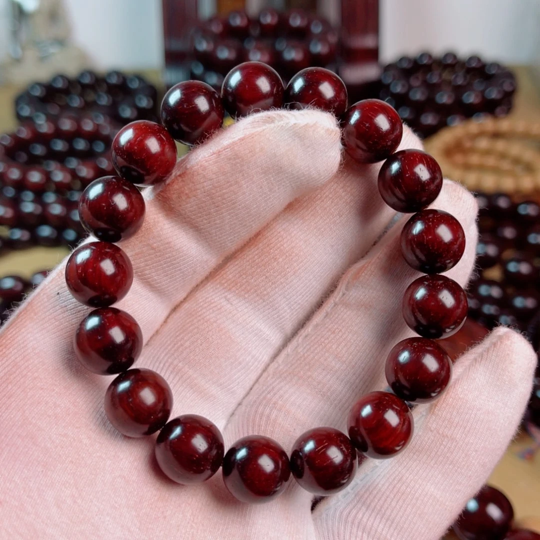 小叶紫檀手串/手链1.2高油润龙鳞金星