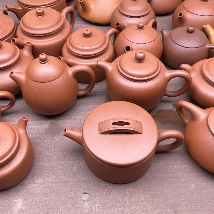 紫砂茶壶方*宜兴紫砂壶原矿红降坡汗瓦150毫升