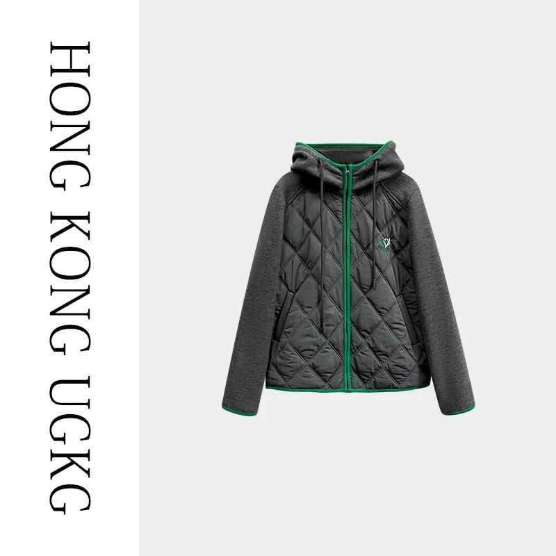 香港UGKG双面德绒拼接菱格休闲棉服外套女2024秋冬新款73244LZ065
