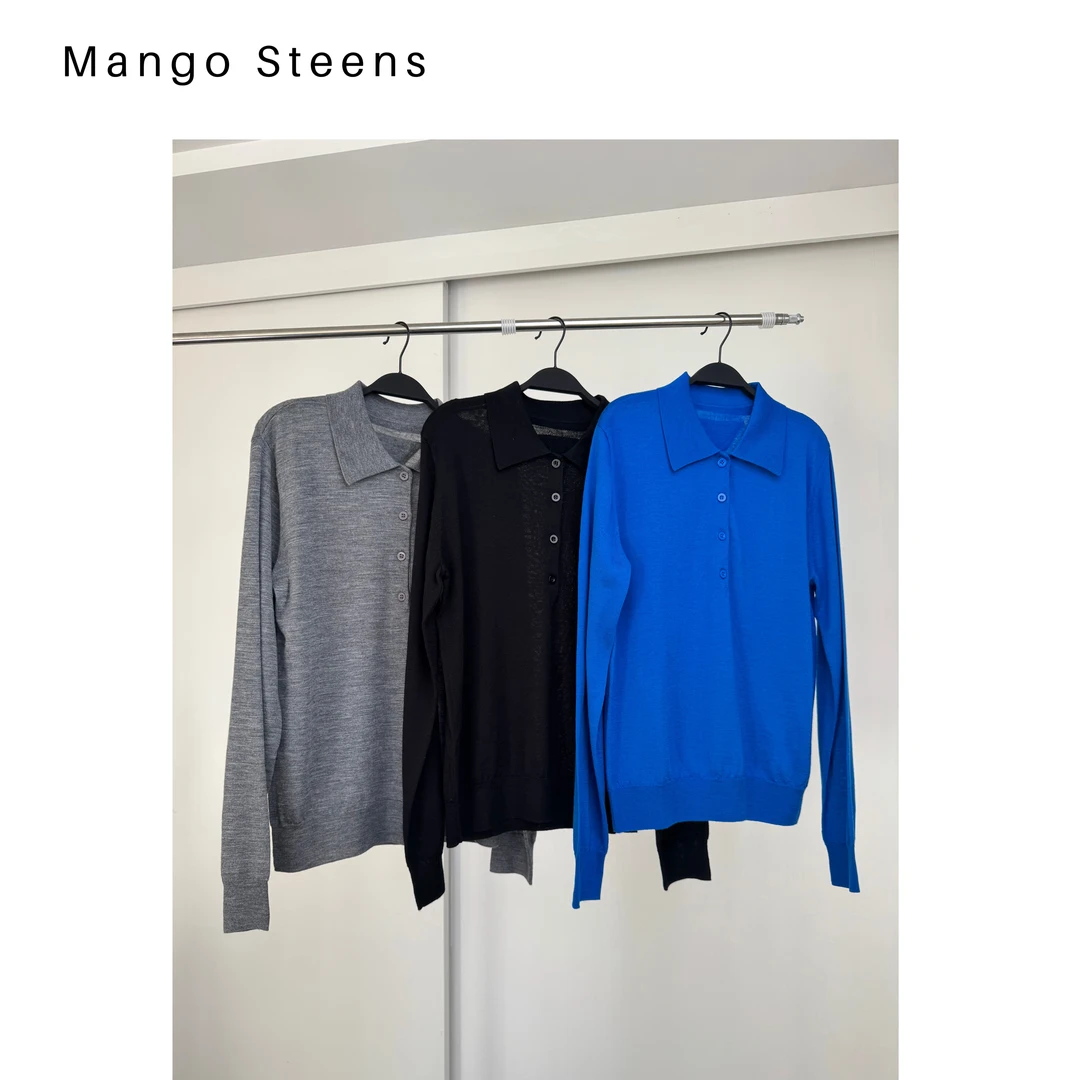 MANGO steen‘s丨羊毛长袖polo领松弛感长袖T恤I7117