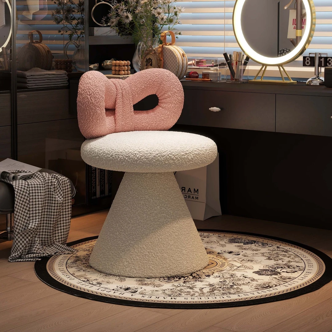 可旋转化妆凳卧室家用梳妆台椅子凳子靠背椅久坐不累轻奢梳妆椅子