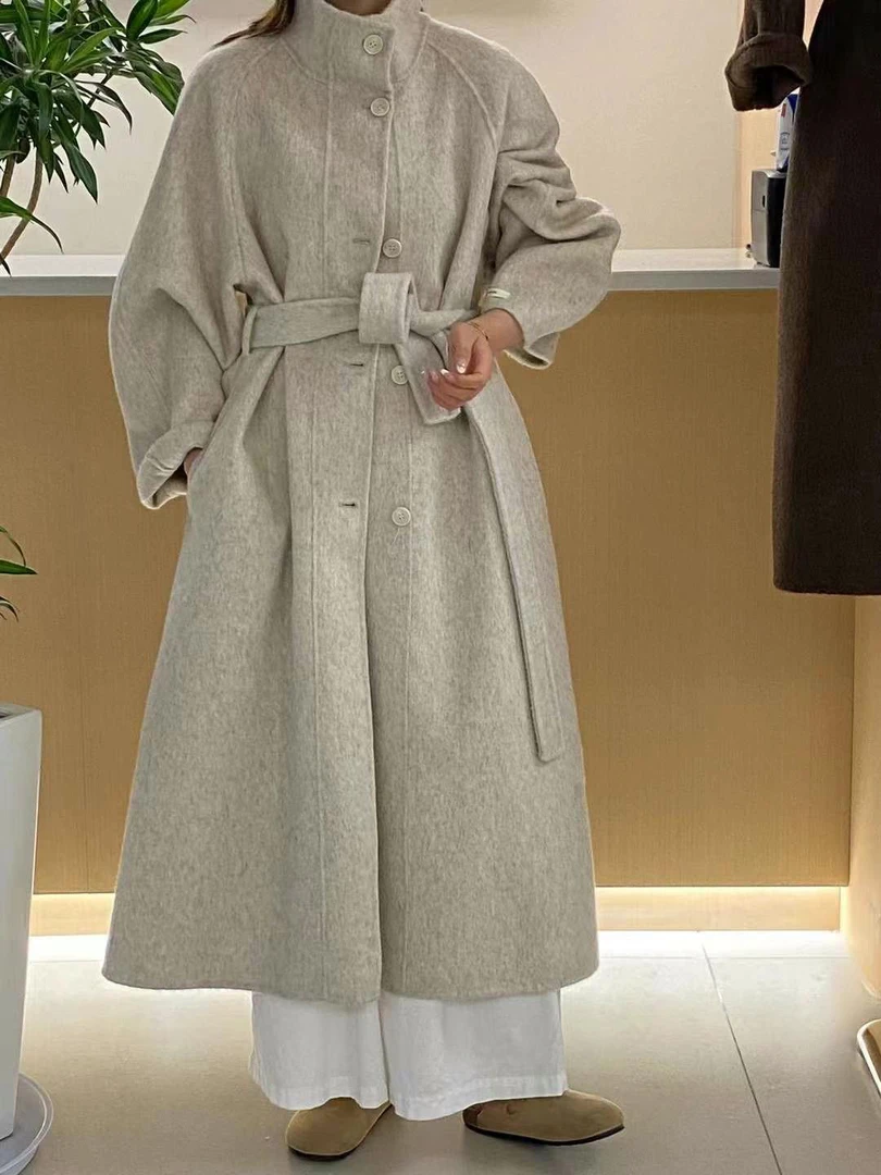 韩系大衣一排扣百搭