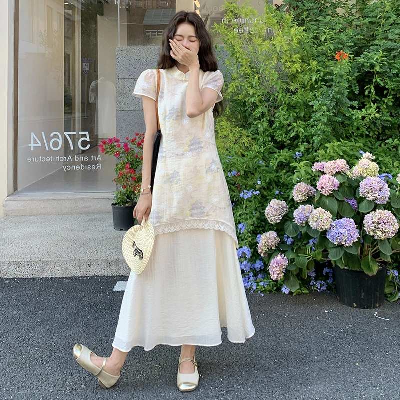 新中式国风蕾丝碎花连衣裙女夏2025新款长裙子超好看今年流行爆款