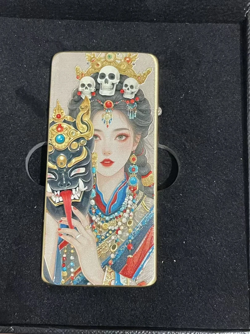 【佐罗】超薄薄款卡片机鎏金扎吉拉姆古典美女煤油机【不配煤油】