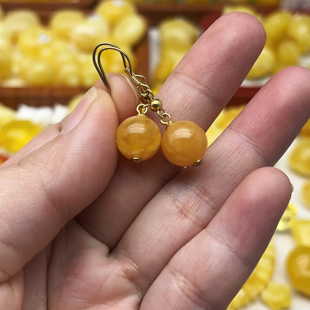 蜜蜡银S925镶嵌裸石天然