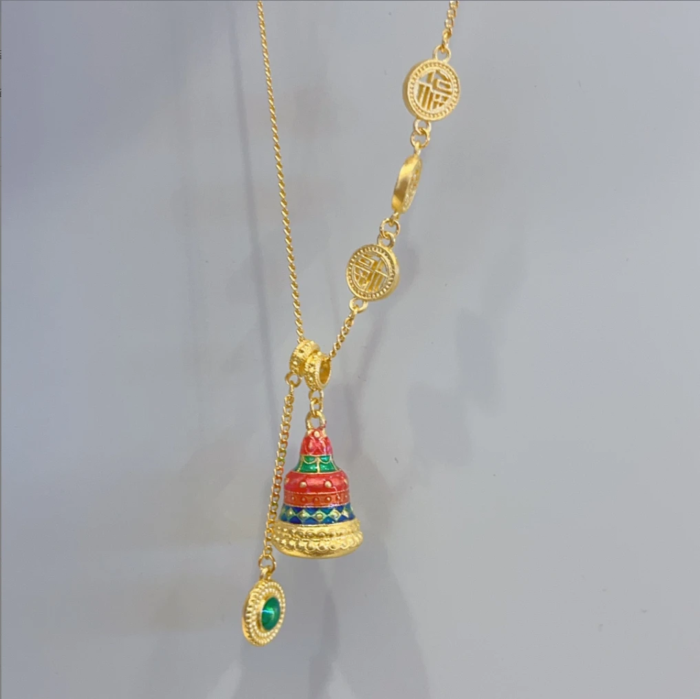 5G工艺足金999吉祥福满许愿塔套链