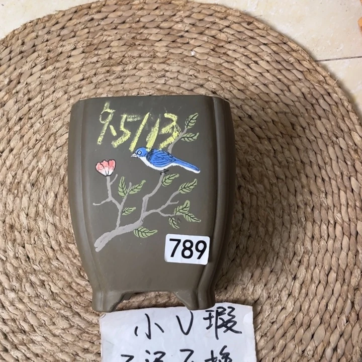 紫砂花盆微微瑕纯料墨绿四方789