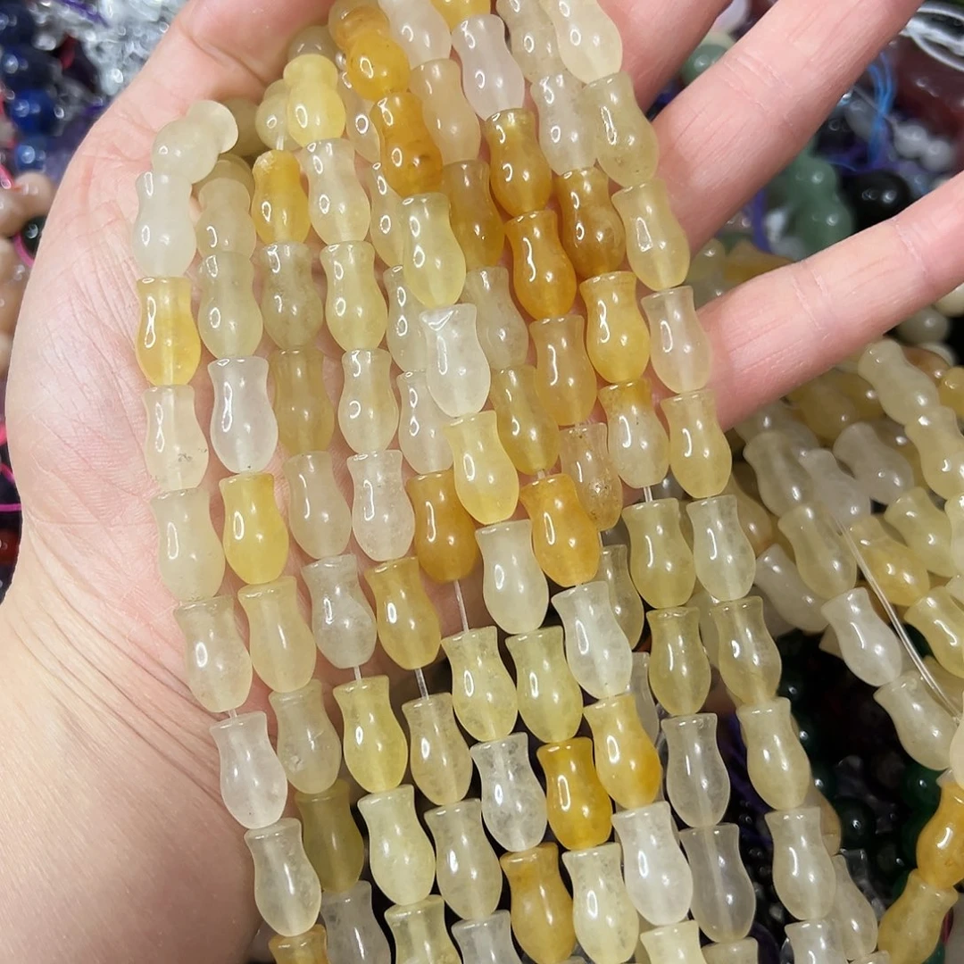 玛瑙/玉髓未镶嵌珠宝半成品，金丝玉花瓶一条