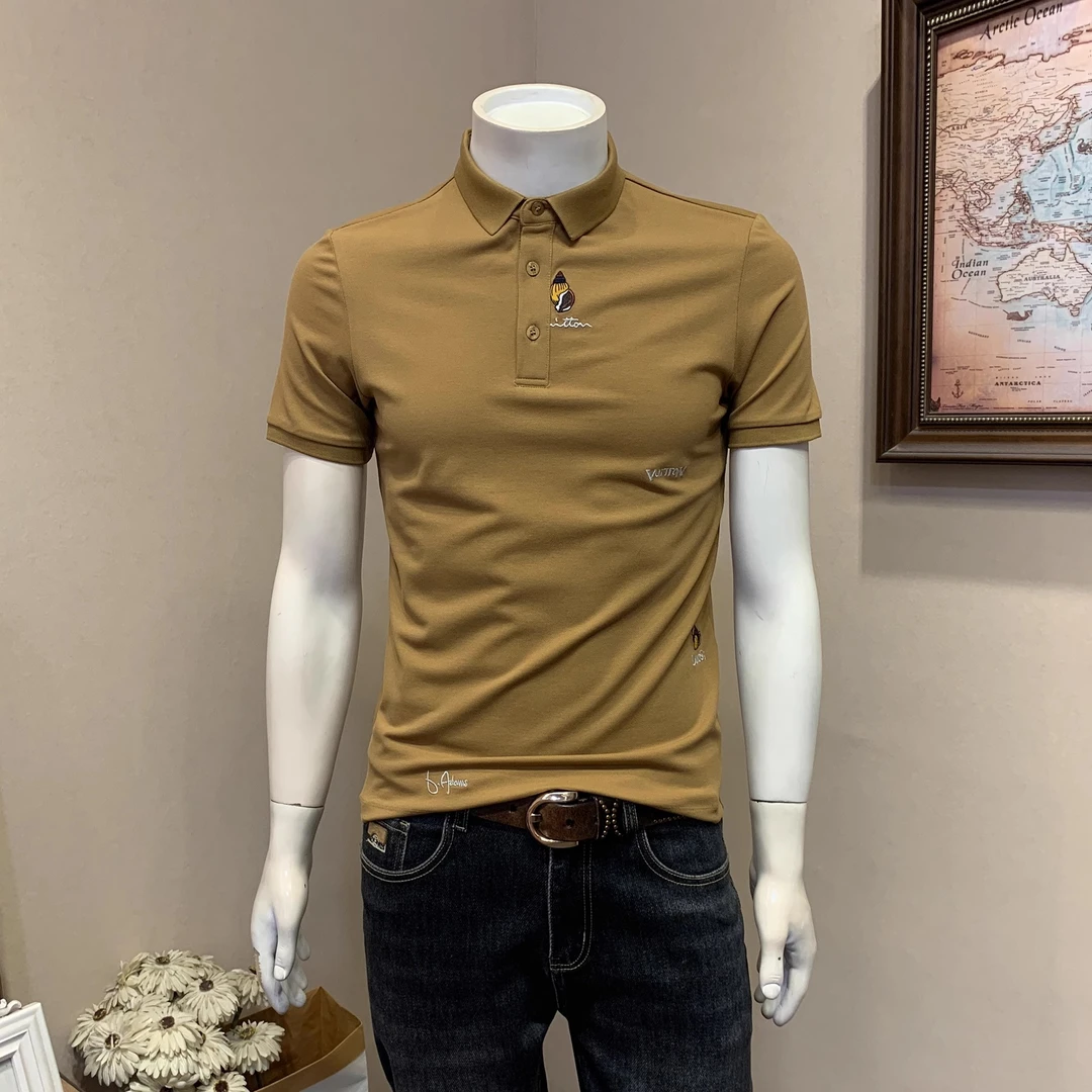 潮流刺绣短袖POLO衫男士2025年夏季新款韩版修身翻领半袖T恤上衣t