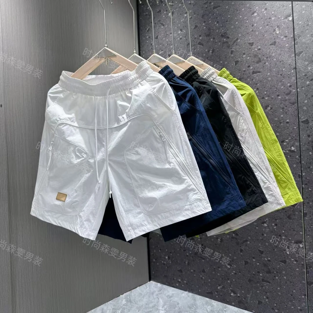 夏季潮流户外休闲简约纯色设计感抽绳男士短裤2620