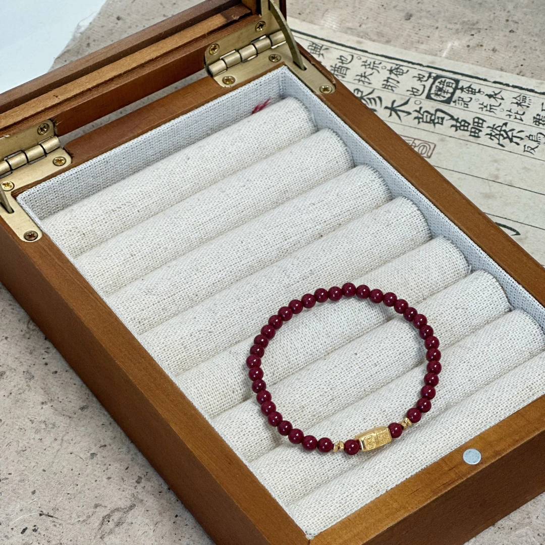 925银手链 925纯银手链【小砖砖】本命年红珠款春节款手工时尚复古