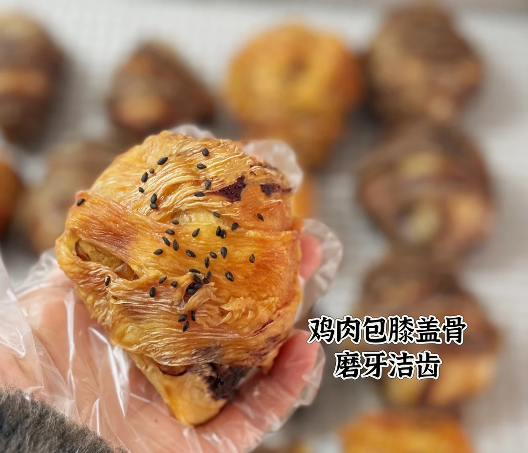 摩卡家手工宠物零食鸭肉/鸡肉磨牙膝盖骨磨牙洁齿建议冷冻保存