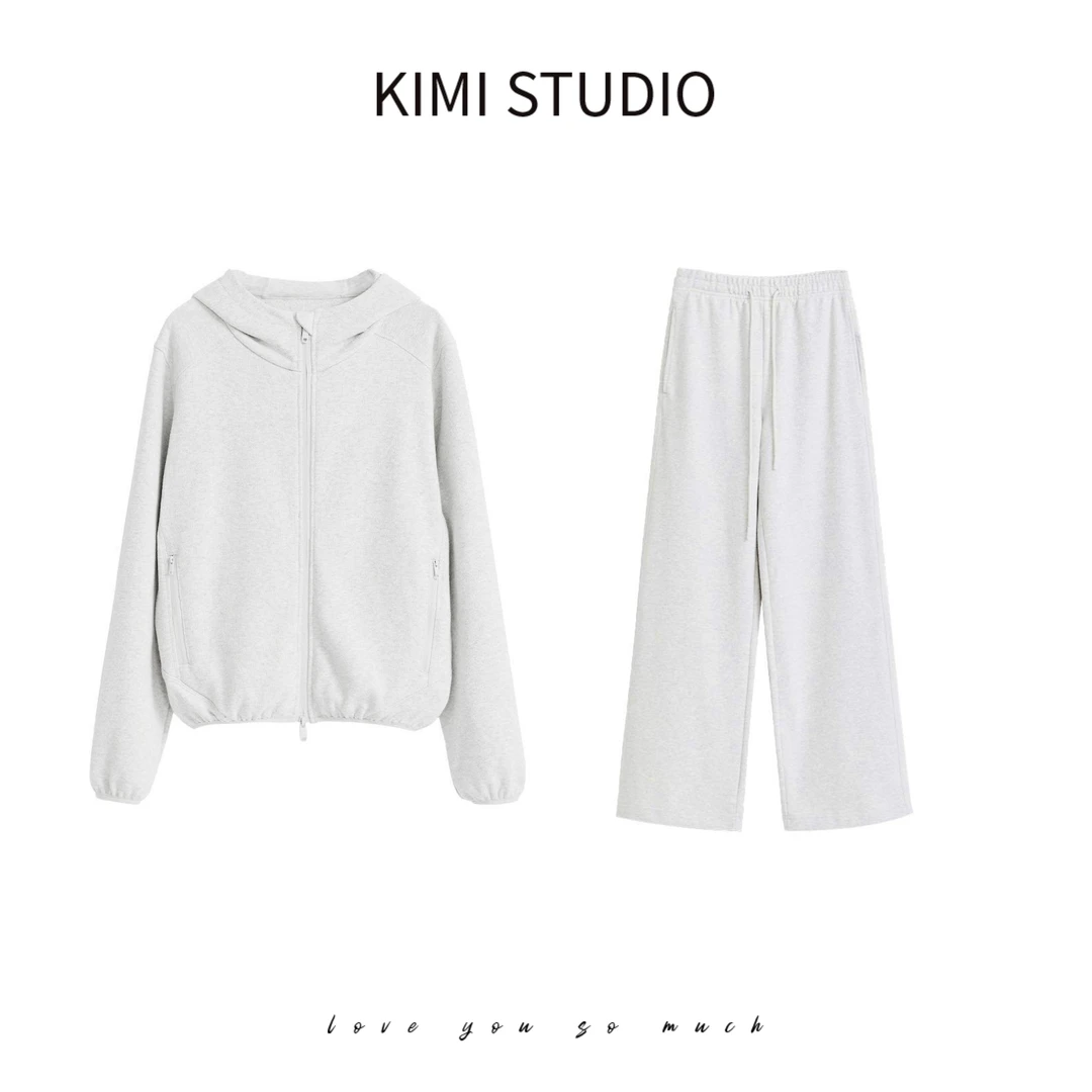 早秋温差救星温暖肌理云感慵懒风百搭连帽卫衣卫裤套装女AW25660