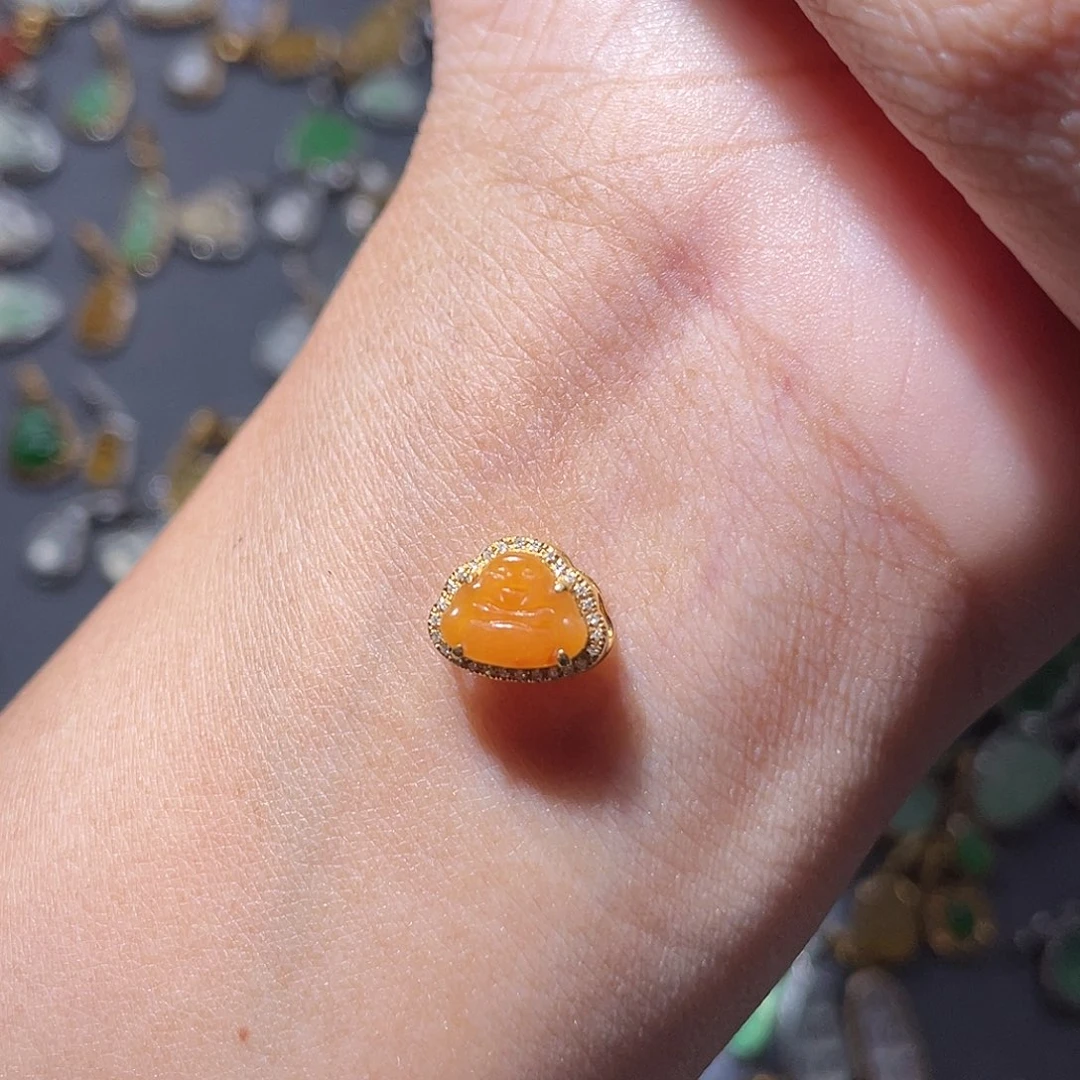 吊坠(不含链)18K金镶嵌翡翠