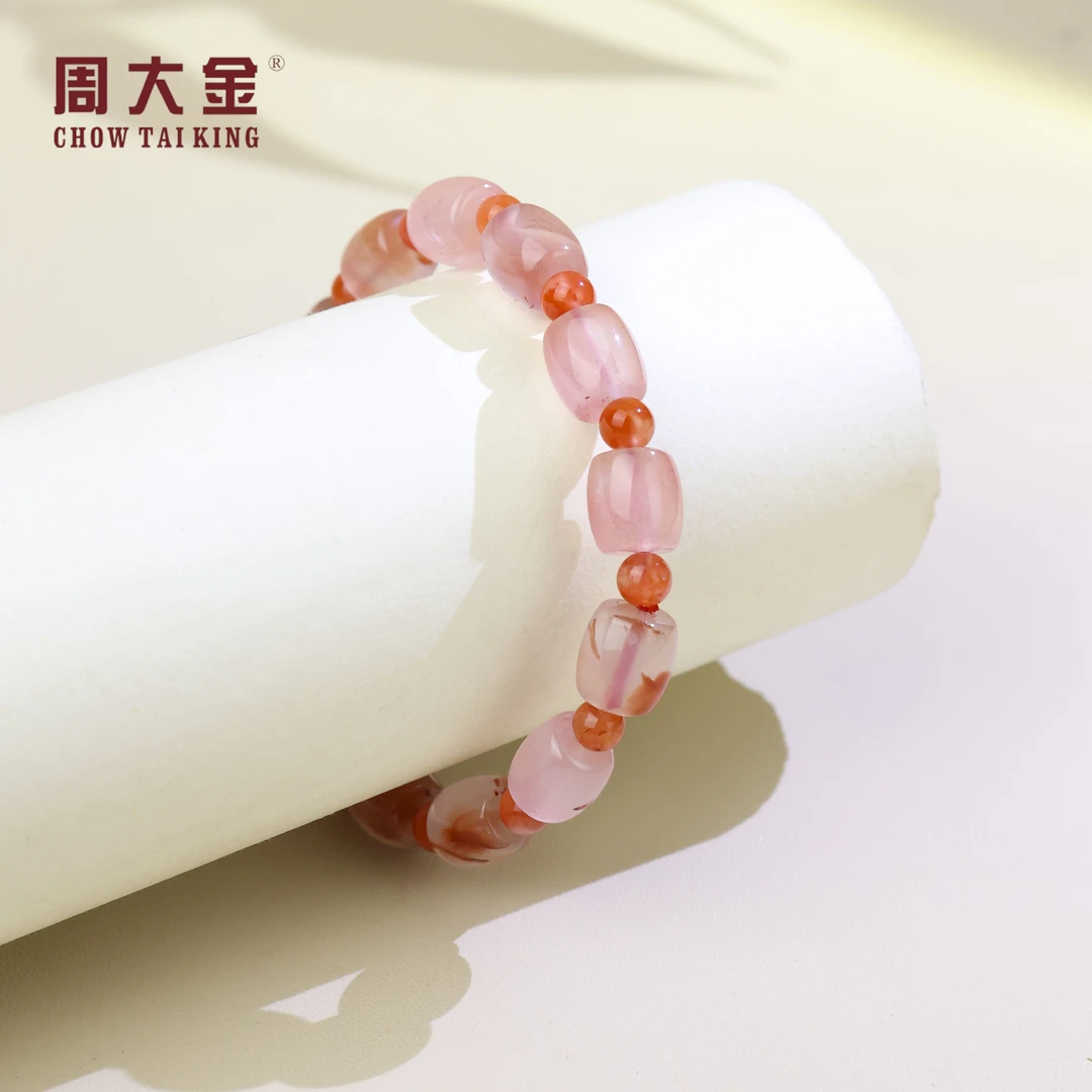 【周大金玉石】南红桶珠圆珠手串-S4345-臻
