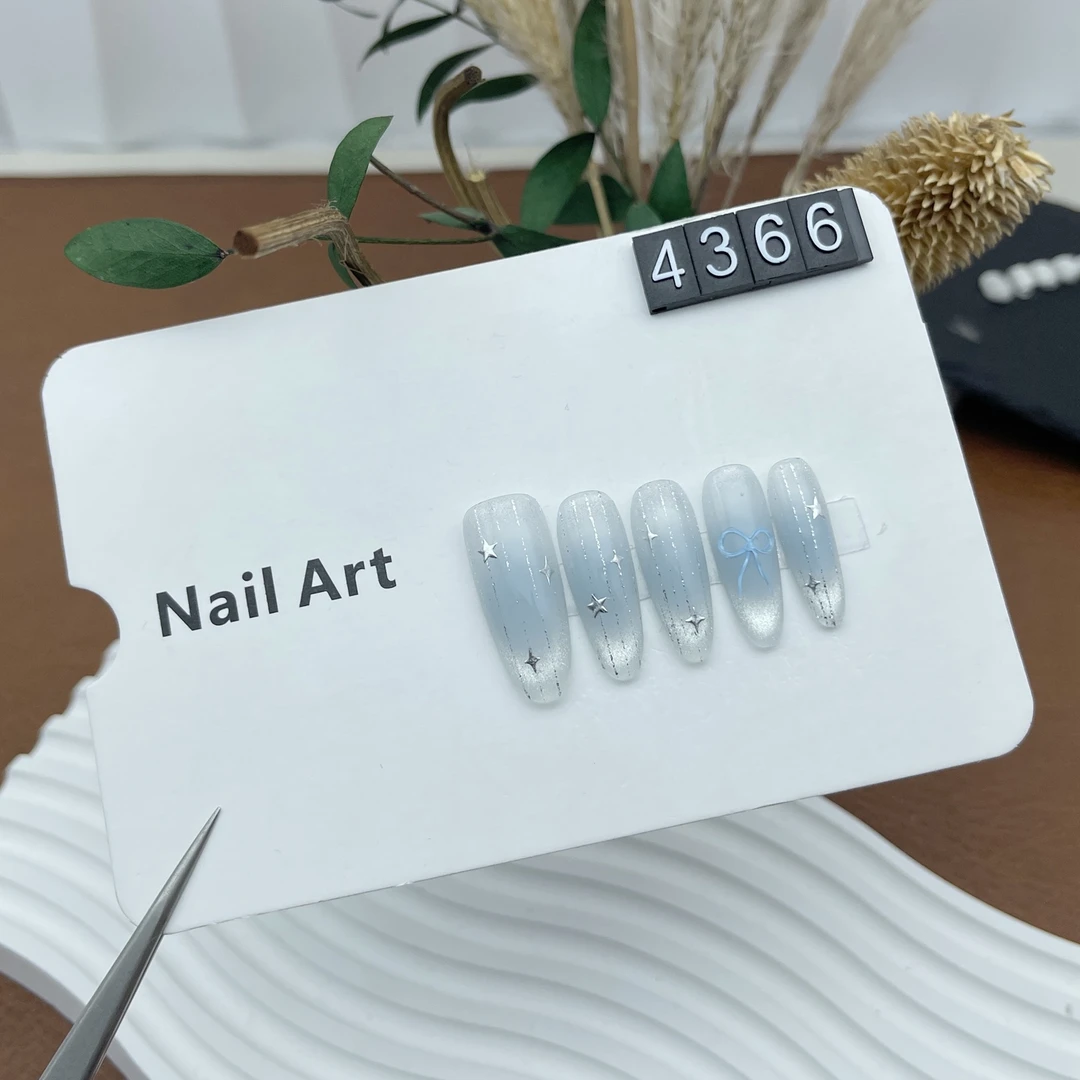 4366高级感纯手工定制夏季款式穿戴甲短甲豆豆甲短方轻奢款