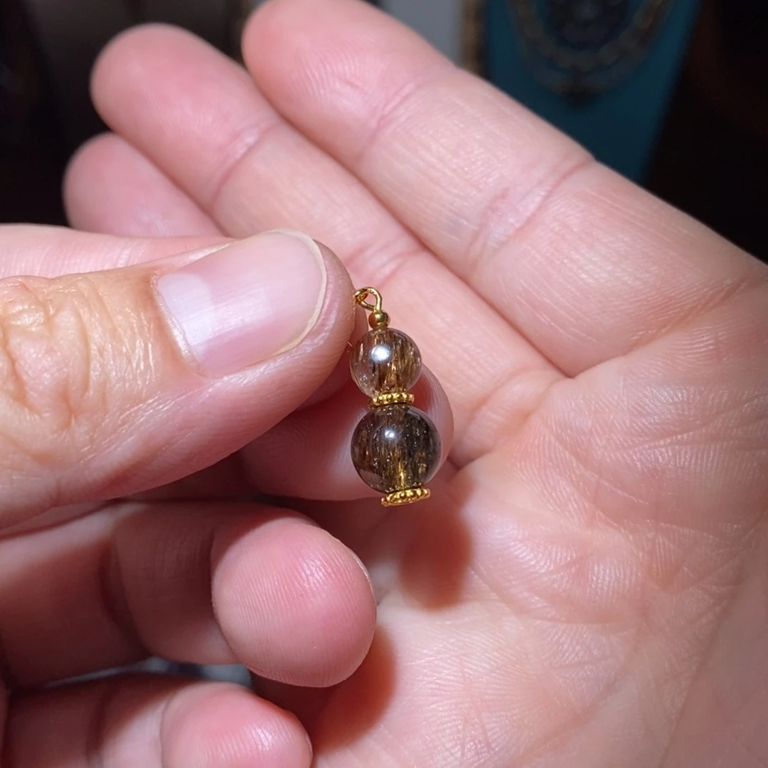 水晶提溜未镶嵌黑金超七葫芦