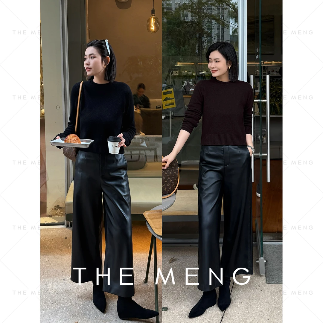 THE MENG【超比例】超纤蛋白皮极简休闲皮裤#M253P0889+M254P1461