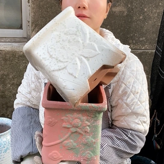 紫砂花盆正品口16高19