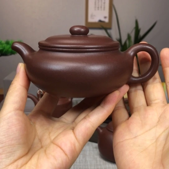 茶壶紫砂全手工扁腹220cc