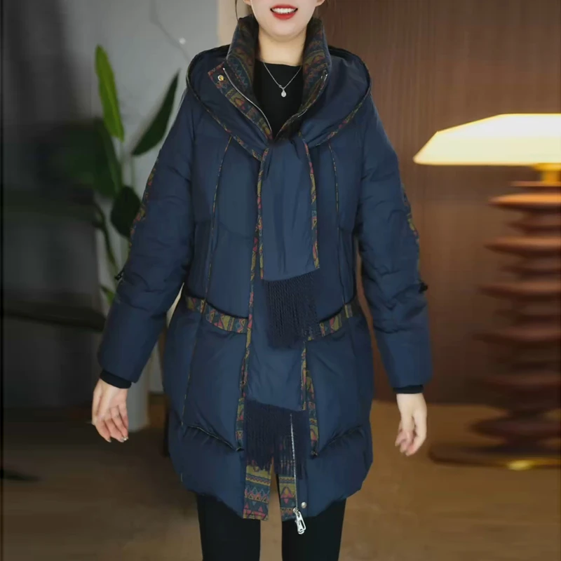 洋气精致蓬松保暖羽绒服2025冬季新款女士休闲宽松显瘦白鸭绒外套