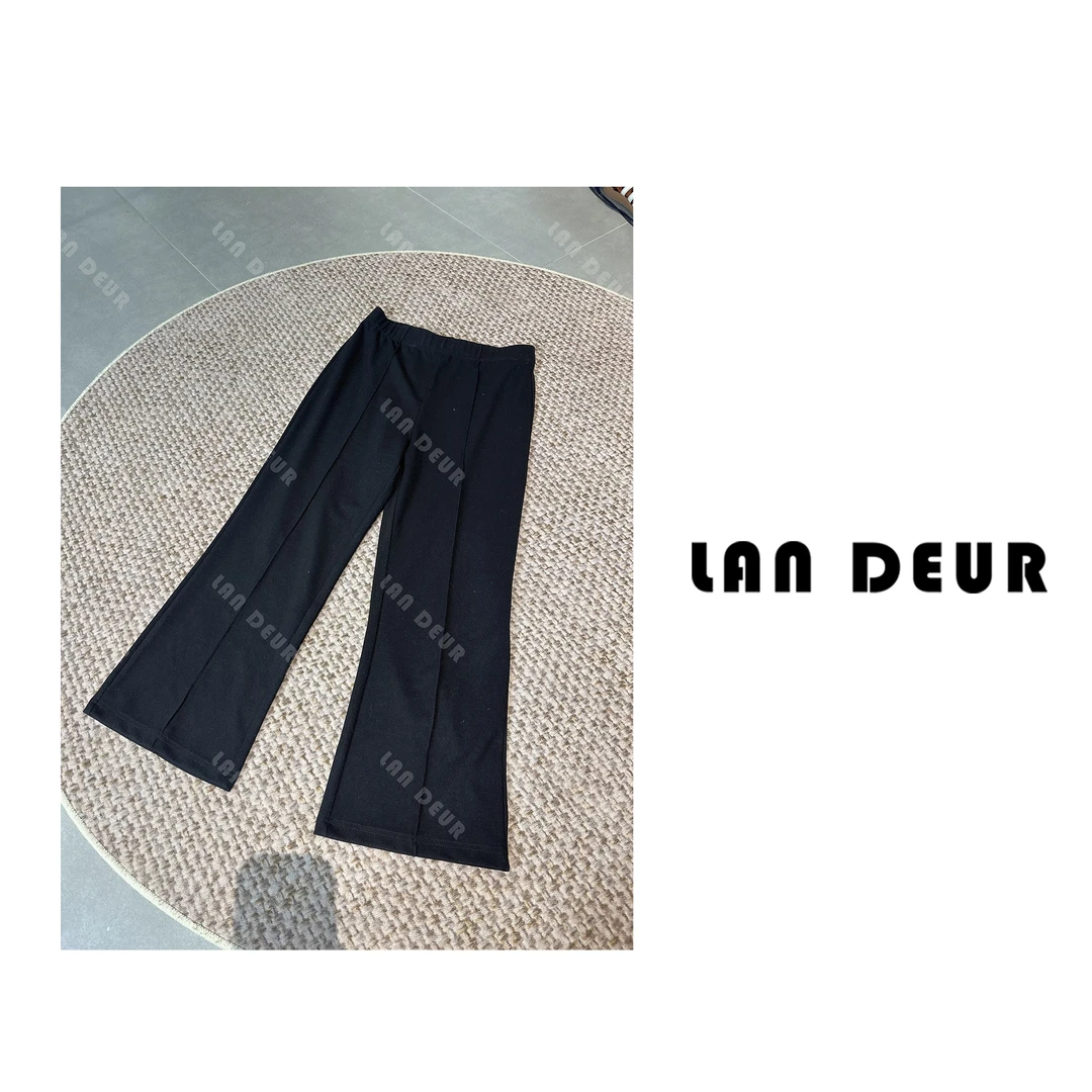 【惬意时刻】薄款弹力时尚休闲百搭黑色微喇显瘦气质休闲裤子女