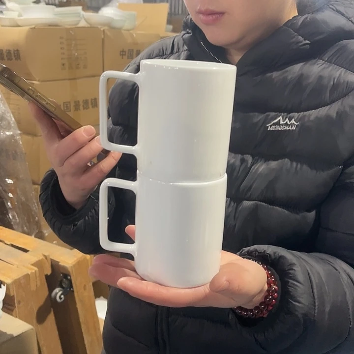 瓷片高白泥马克杯两个，包邮，容量350