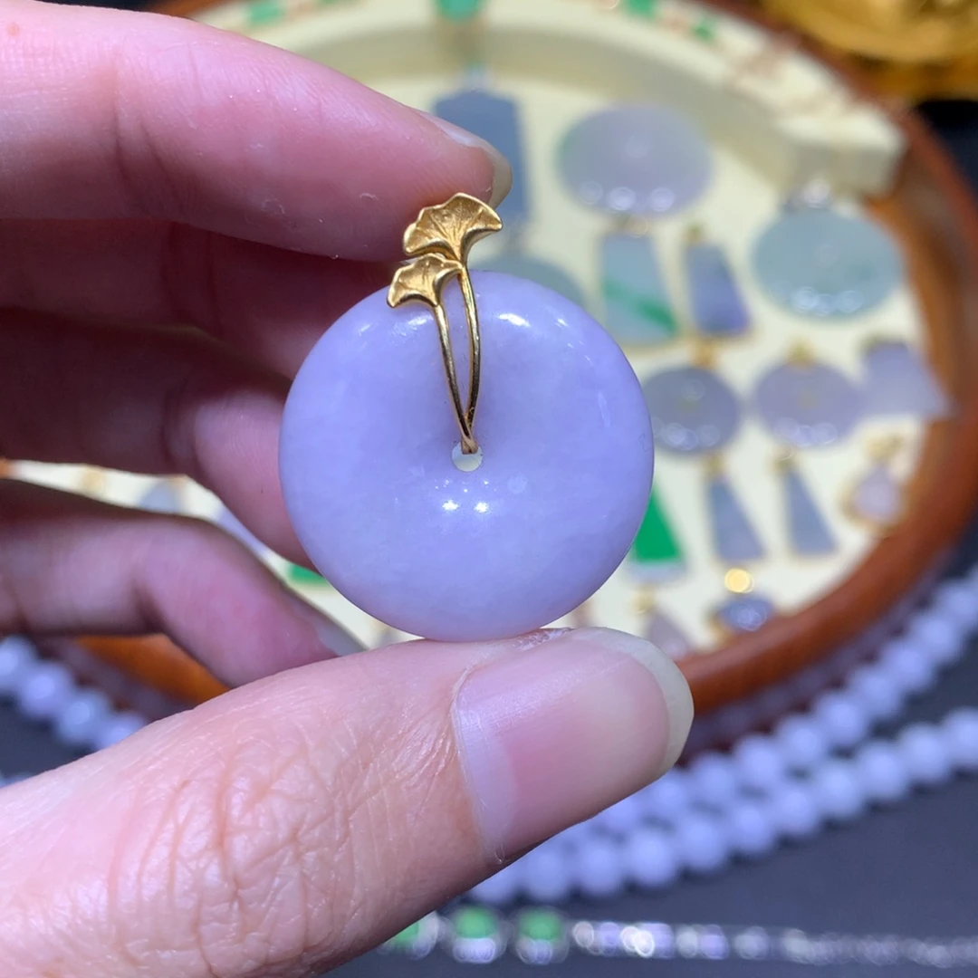 翡翠吊坠(不含链)18K金镶嵌