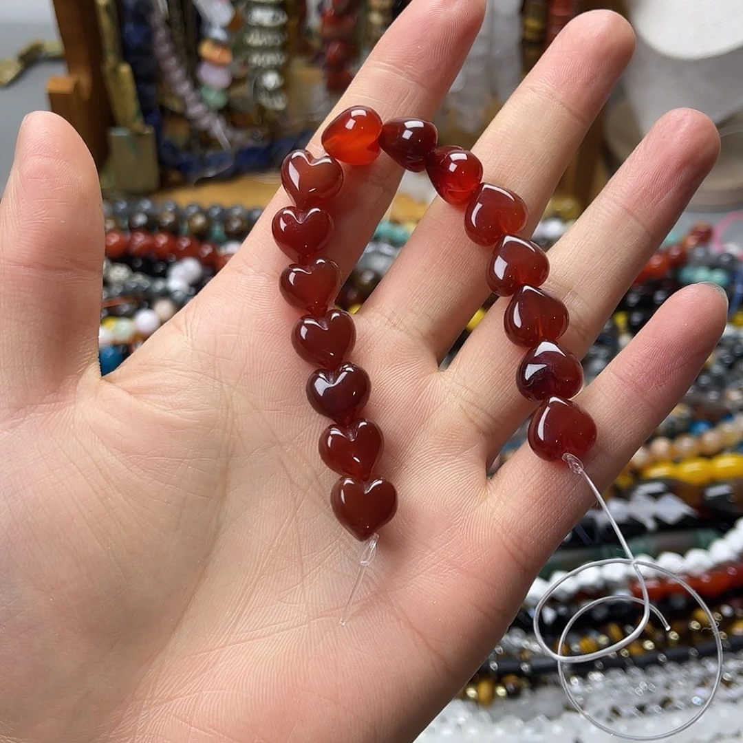 玛瑙/玉髓未镶嵌珠宝半成品卡12红玛屁桃短条