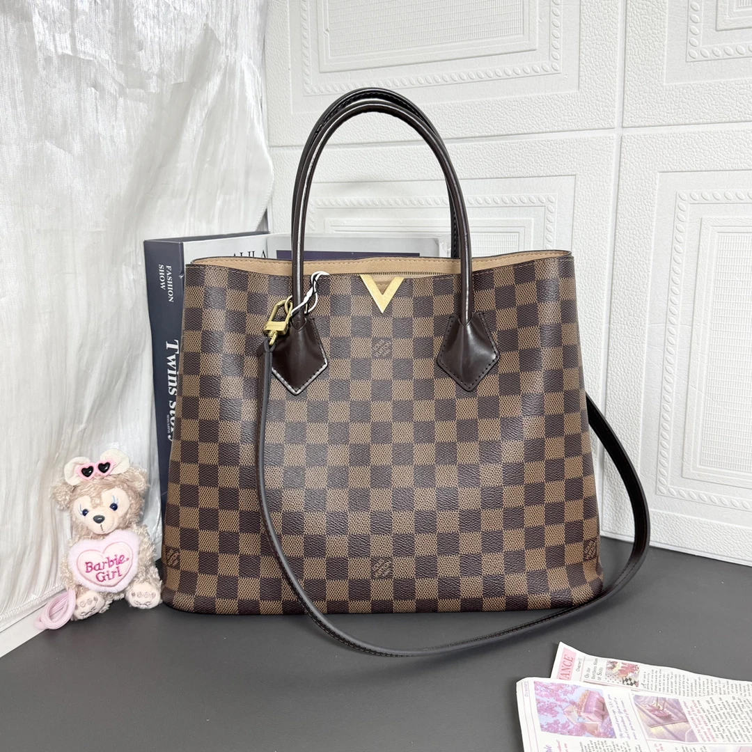 95新 LouisVuitton/路易威登 95新棋盘格托特手提单肩包