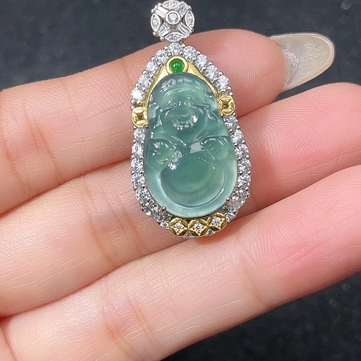 翡翠未镶嵌颈饰赠皮绳