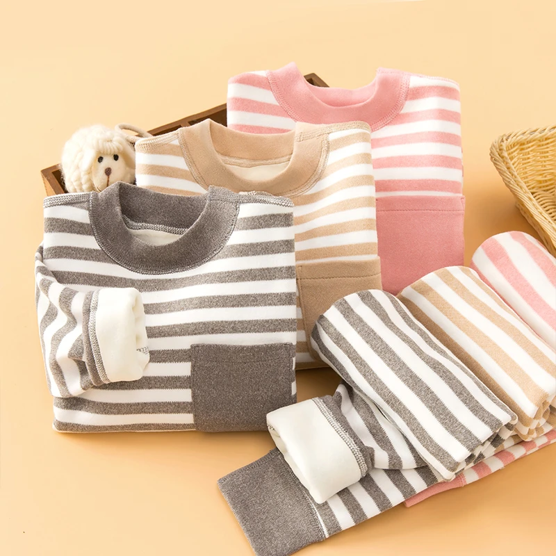 儿童加绒加厚一体绒保暖内衣套装男童女童冬季婴幼儿打底秋衣秋裤