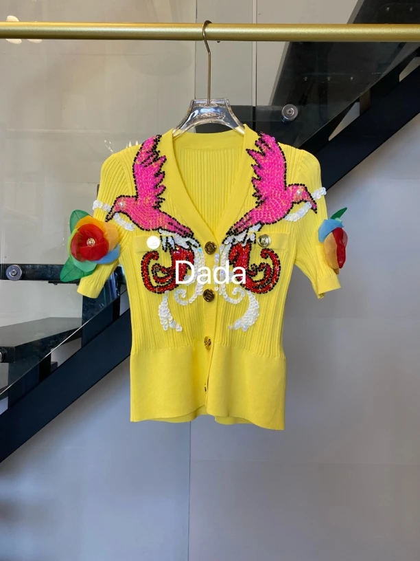 Dada设计款新款重工个新款休闲时尚百搭洋气修身针织衫C11328