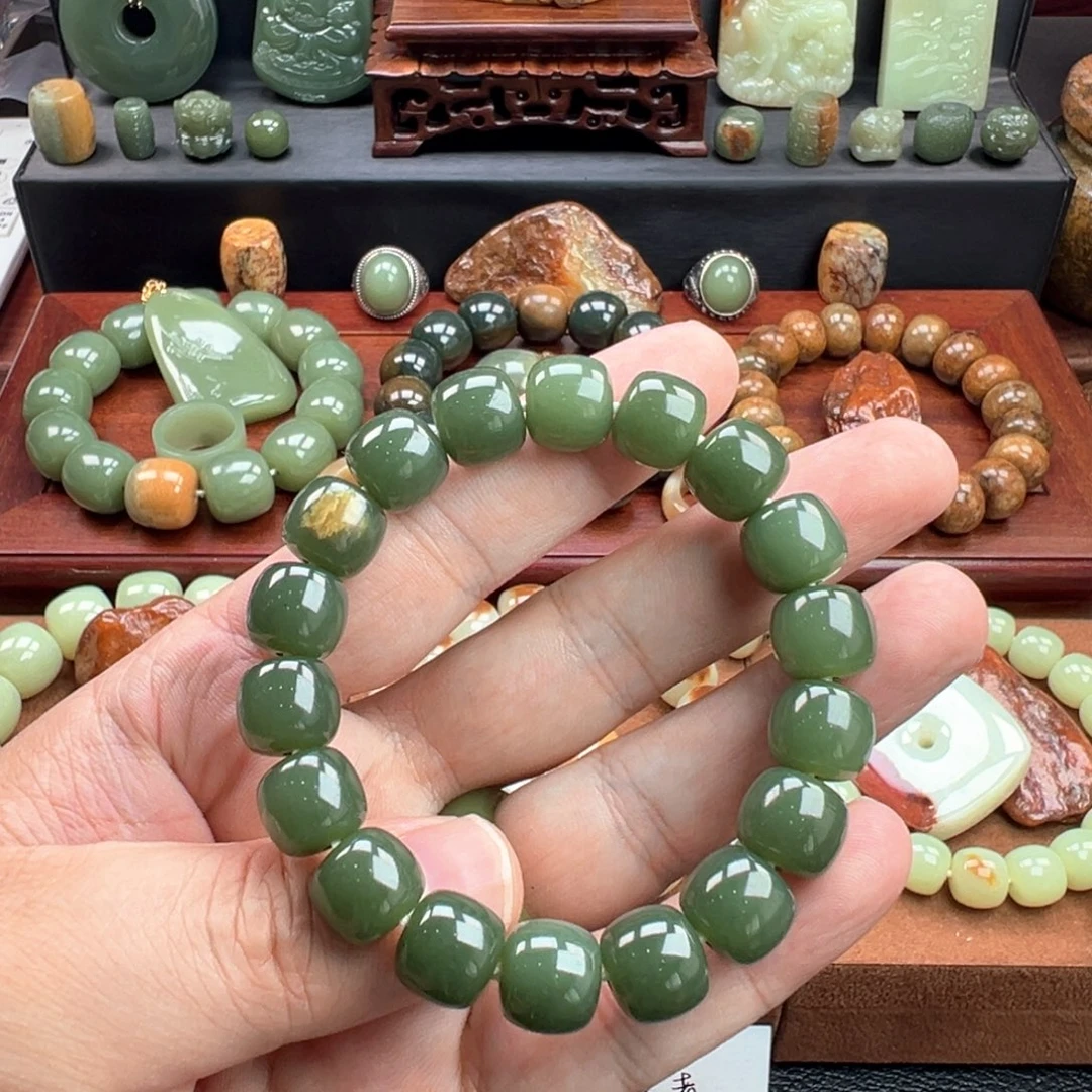 @***！手链未镶嵌岫岩河磨玉（透闪石质玉）