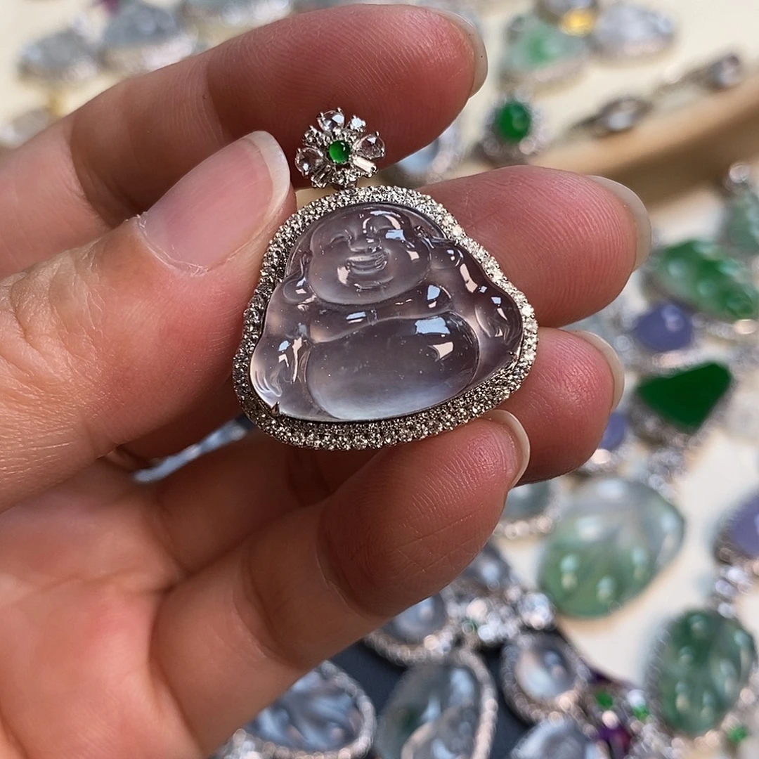翡翠18K金镶嵌吊坠(不含链)佛公