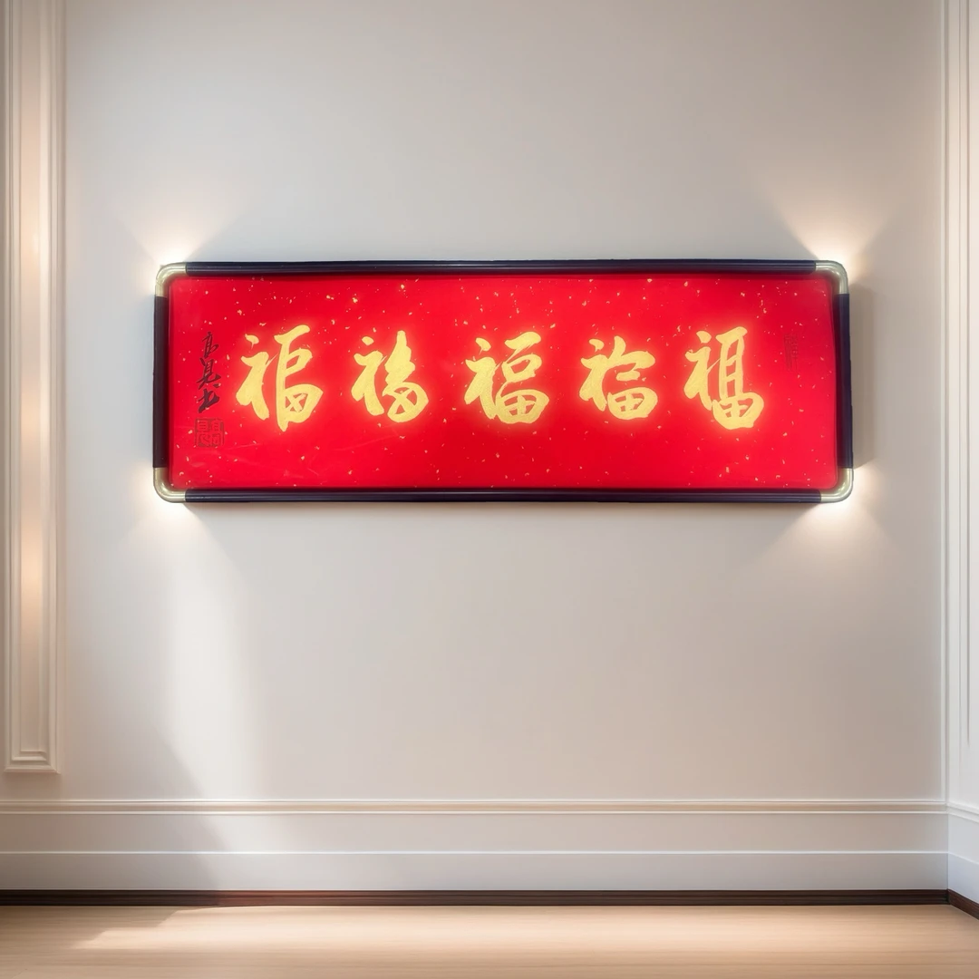 【五福】70*25原创手写高见书法仿铜角福字挂画字画挂墙挂墙字画