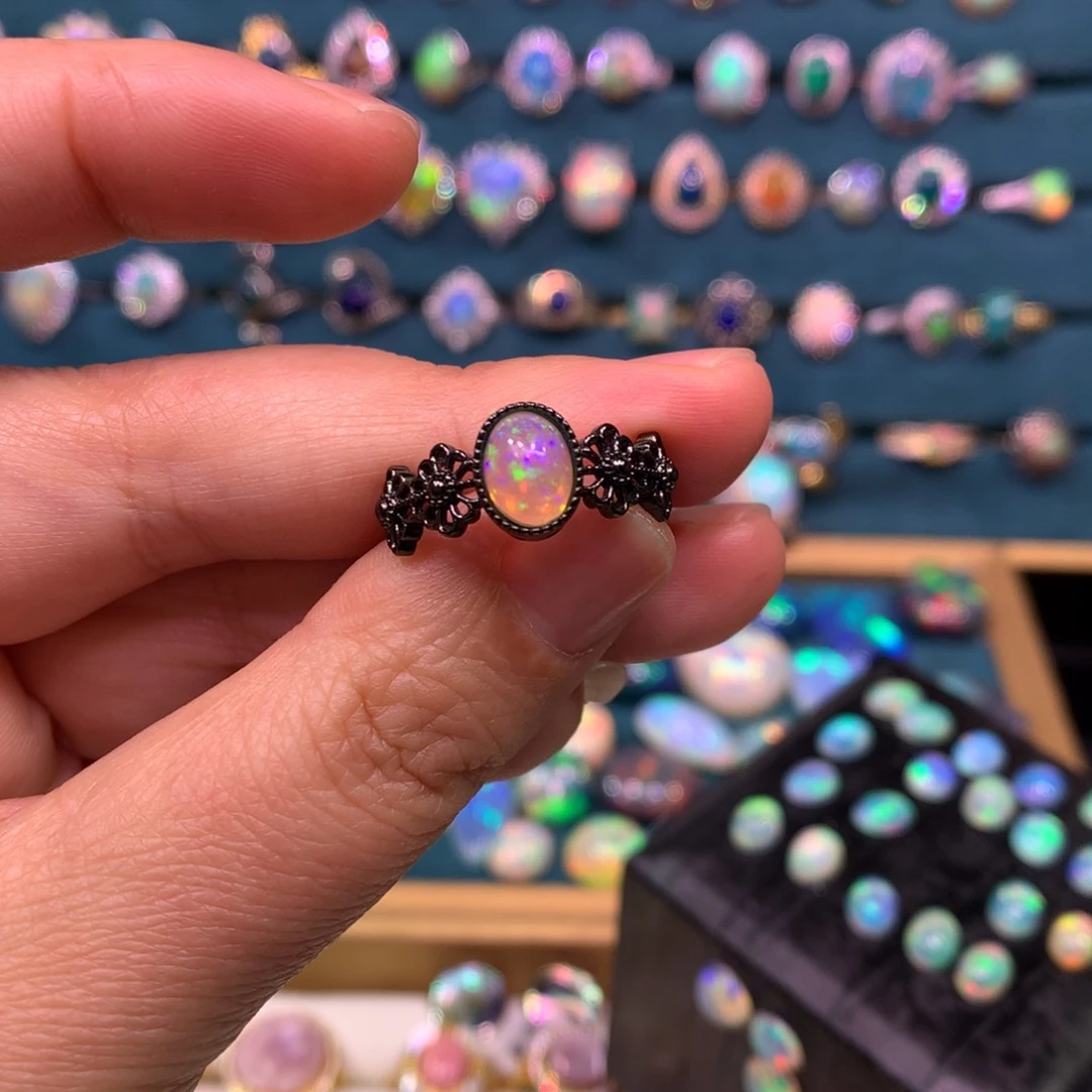 欧泊戒指款式银S925镶嵌一****?