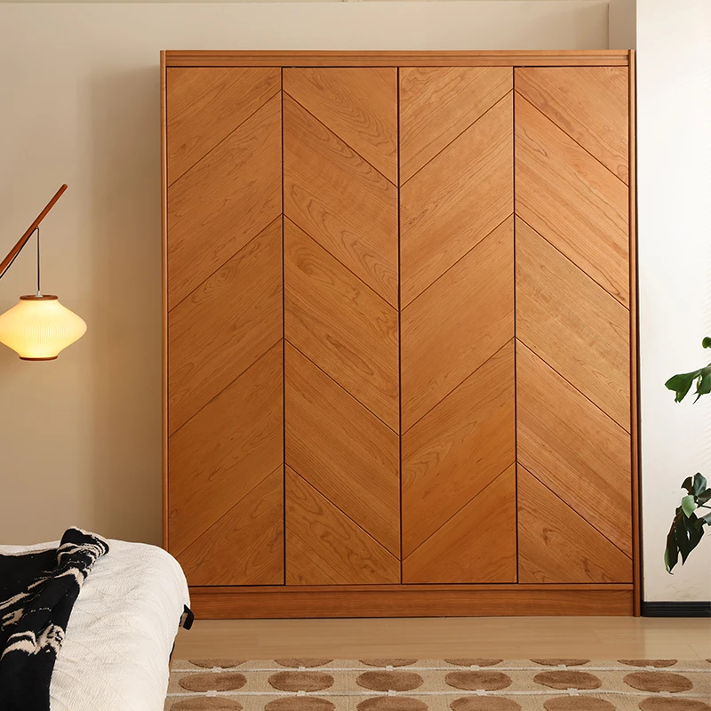 管木匠【圆舞】衣柜全实木卧室家具四门大衣橱樱桃木复古独立衣柜